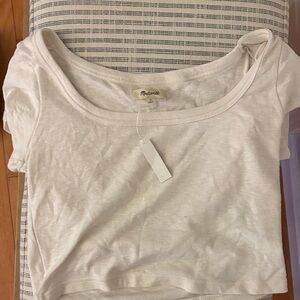 Madewell Women's Off-White Scoop Neck Crop Top
